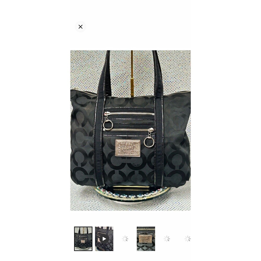 Coach Signature Monogram Tote Shoulder Bag Zip Closure